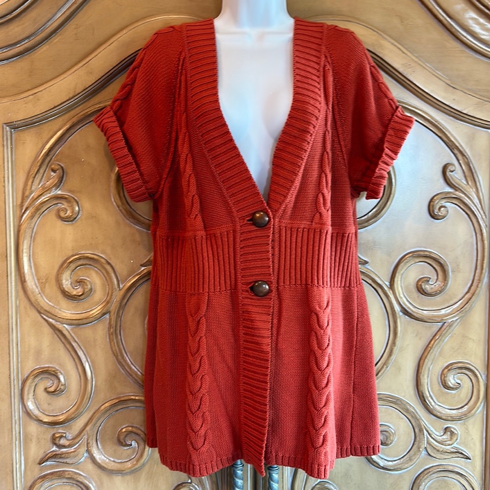 Josephine orange cabled cardigan
